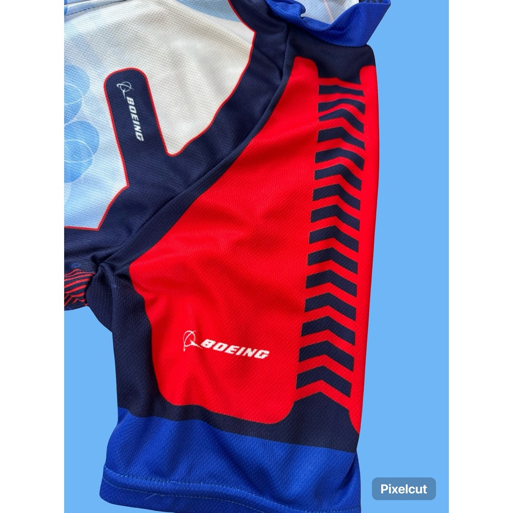 Voler One Boeing Cycling Jersey Mens Blue Red White Full Zip Short Sleeve Top - Picture 12 of 12